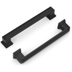 10 Pack Brushed Nickel Cabinet Handles, 3 Inch Hole Center Pulls, Kitchen Cabinet Handles Square Drawer Pulls for Kitchen Bathroom Bedroom (Black)