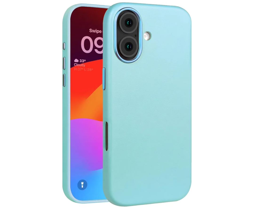 for iPhone 17 Leather Case Compatible with Magsafe, Top Grain Leather, Professional Slim Fit Shockproof, Metal Buttons & Camera Bump Frame Phone Protective Magnetic Cover