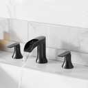 Oil Rubbed Bronze Waterfall Tub Faucet 3 Hole, Brass High Flow Roman Bathtub Faucet, Widespread Bathtub Faucets 6-16 Inch 2 Handle Deck Mount
