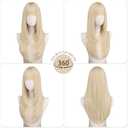 FESHFEN Straight Sleek Layered Wig with Bangs for Women - Natural Synthetic Long Hair Wig for Daily Party Use 24 Inch