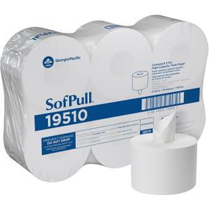 Georgia Pacific SofPull 19510 Centerpull 2-Ply High Capacity Toilet Paper, 1000 Sheets Per Roll, 6 Rolls Per Case, White, Regular