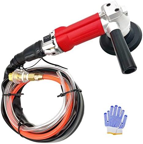 Air Polisher 4 Inch Pneumatic Water Grinders Air Powered Wet Sander with Rear Exhaust 5500 Rpm for Granite Marble Concrete Polishing