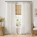 MIULEE 102 Inches Long Pinch Pleated Thick Linen Curtains 2 Panels for Living Room Bedroom, Memory Trained Linen Textured Drapes Pleat Back Tab Light Filtering Boho Natural Window Curtains with Hooks