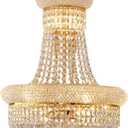 10 Lights Gold Finish Empire Crystal Chandelier Lighting for Dining Room Living Room Foyer Hallway Bedroom Entryway (Dia 18'') (22" H x18" D)