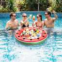 Hungdao 2 Pack Inflatable Ice Serving Bar Cooler Watermelon Inflatable Ice Buffet Salad Serving Tray Floating Food Drink Pool Container Holder for Parties Summer BBQ Picnic Indoor Outdoor Beach