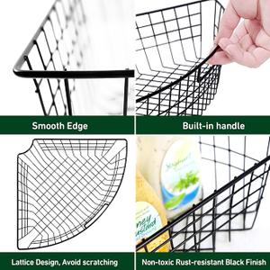 Leeden Lazy Susan Organizer Basket for 24" Diameter Turntable Metal Organizing Storage Bins (2 Packs)  Black Kitchen Cabinet Storage Organizer  1/4 Wedge Can Organizer