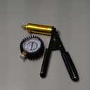LeLuv Ultima Brass Vacuum Pump Handle - Gauge Installed with Protective Rubber Cover - Black Rubber Padded Grips, Clear Hose & Male O-Ring Fitting