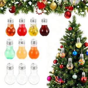 VOSAREA 10pcs Christmas Drinking Bottle Bulb Shape Juice Bottles Decorative Tree Hanging Juice Fillable Bulbs Candy Jars for Christmas Tree Ornament Holiday Party Decoration