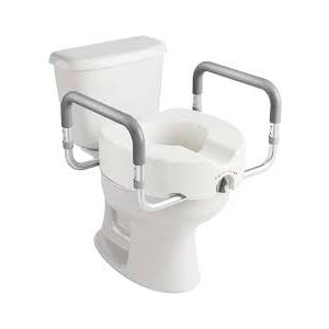 HOMLAND Raised Toilet Seat with Handles, Handicap Toilet Seat Risers for Seniors, Elevated Toilet Seat Fits Most Elongated & Standard Toilet, Gray