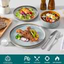 vancasso ONION Ceramic Plates and Bowls Sets, 18 Pieces Light Blue Dinnerware Sets for Kitchen, Reactive Glaze Dishes Set for 6, Dishwasher and Microwave Safe