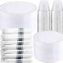 WELLIFE 350-Piece Silver Plastic Dinnerware Set - Disposable 10.25" Dinner Plates, 7.5" Dessert Plates, 9oz Silver Rim Cups & Cutlery for Weddings - 50 Guest Service - Elegant Disposable Silverware