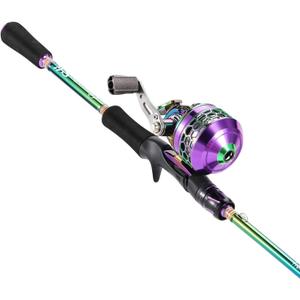 Yun Nong Spincast Reel and 2-Section Fishing Rod Combo - Portable Lightweight Casting Rod for Freshwater Travel