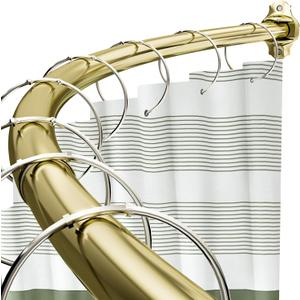 Chrsouly Curved Shower Rod, Adjustable 40-72 Inches Extra Wide Shower Curtain Rod, Rust Proof Heavy Duty Curved Shower Rods for Bathroom, Bathtub, Need to Drill, Gold