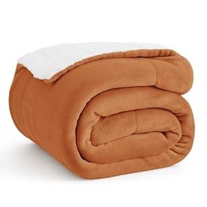 Bedsure GentleSoft Sherpa Fleece Throw Blanket for Couch, Non-Heated, Thick and Warm Throw for Women and Men, Soft Fuzzy Plush Blanket for Winter, Burnt Orange, 50x60 Inches, 0 - Burnt Orange, Throw (50" x 60")