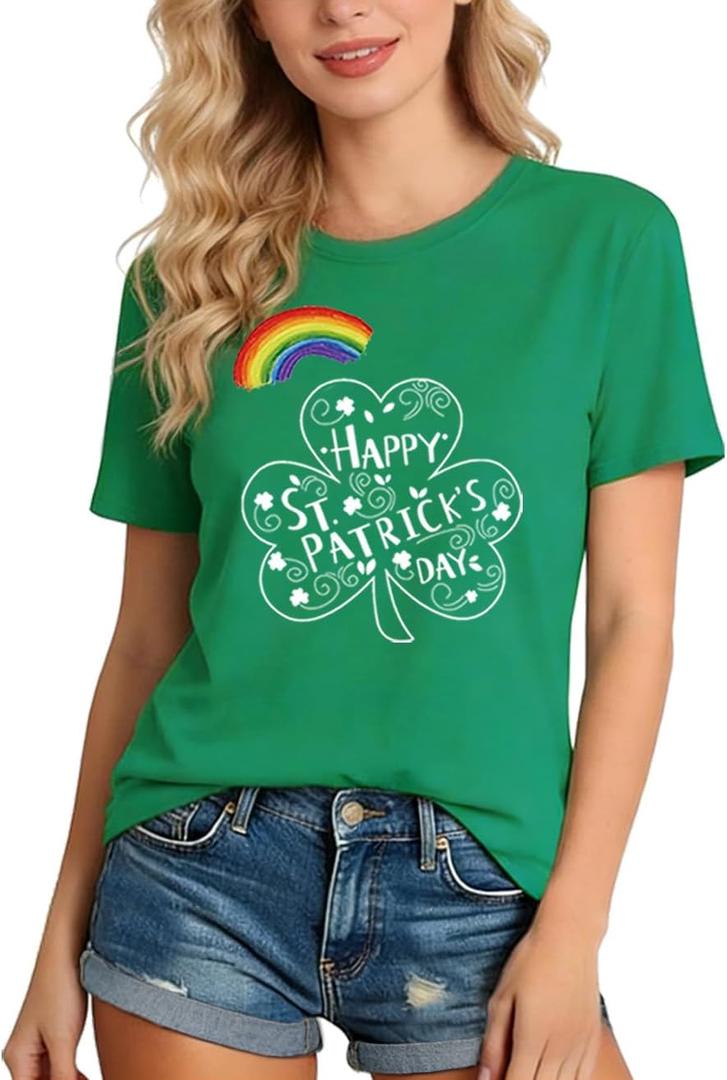 6Size Shirt+Earrings St Patricks Day Shirt Women St Patricks Day Outfits for Women Shamrock Earrings Accessories (Small)