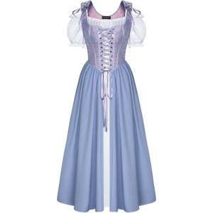 Scarlet Darkness Renaissance Costume Women Medieval Corset Dress Puff Sleeve Fairy Dress (6, Lavender)