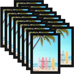 Giftgarden 5x7 Picture Frame Black Set of 16, Lightweight 5 by 7 Photo Frames Bulk for Family, Office, Living room Wall Hanging and Tabletop Display