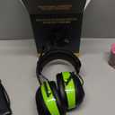 2025 AM/FM Radio Ear Protection Headphones with Backlit Digital Display, 120H Working Time, Rechargeable Hearing Protector, 30dB Noise Reduction Safety Earmuffs for Mowing, Construction, Work, Green