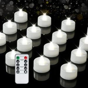 BEICHI Remote Candles, 12 Pack Timer Candle, Flameless Tea Lights Candles Battery Operated, Flickering LED Tea Lights, Timer Battery Votive Candles- Pure White- White Base