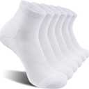 Lapulas 6 Pack Men's Ankle Socks Cotton Cushioned Athletic Running Socks for Women (White), L