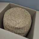 Set of 2 Baskets Large Handwoven Storage Basket with Decorative Pattern | Seagrass Bin for Laundry, Blankets, or Towels | Woven Organizer for Living Room, Bedroom (Seagrass)