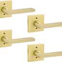 goldenwarm Gold Dummy Door Handles, Zinc-Alloy Brushed Gold Heavy Duty Single-Sided Door Locks (4 Pieces/2 Pairs)