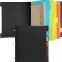 Pivotable Refillable Notebook, 3 Ring Binder Notebooks 1 Inch, Notebook with Dividers and Pockets, Folder Notebook, Flexible Binder, Soft Binders 3 Ring, Foldable Binder- Black