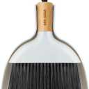 MR.SIGA Mini Dustpan and Brush Set, Portable Cleaning Brush and Dustpan Combo with Bamboo Handle, 1 Set (White)