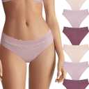 Aijolen Seamless Underwear for Women No Show Bikini Panties Lace Cheeky Hipster 6 Pack L (Large)
