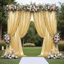 20x10FT Gold Sequin Backdrop Curtain - 4 Panels 5ft(W) x 10ft(H) Wrinkle Free Shimmer Back Drop Cloth, Glitter Backdrop Drapes for Photography, Birthday, Wedding, Graduation Background