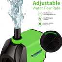 FREESEA Pond Submersible Water Pump: 1050GPH 100W Adjustable Ultra Quiet Fountain Pump with 6.5ft Tubing for Aquarium Fish Tank | Outdoor | Small Pond | Waterfall | Hydroponics