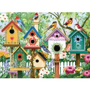 500 Piece Puzzle for Adults, Colorful Birdhouses 500 Piece Puzzle, Vibrant Birds in Blooming Flowers Jigsaw Puzzle, Perfect for Family Game Night, Home Wall Decor, Great Gift for Adults, Seniors