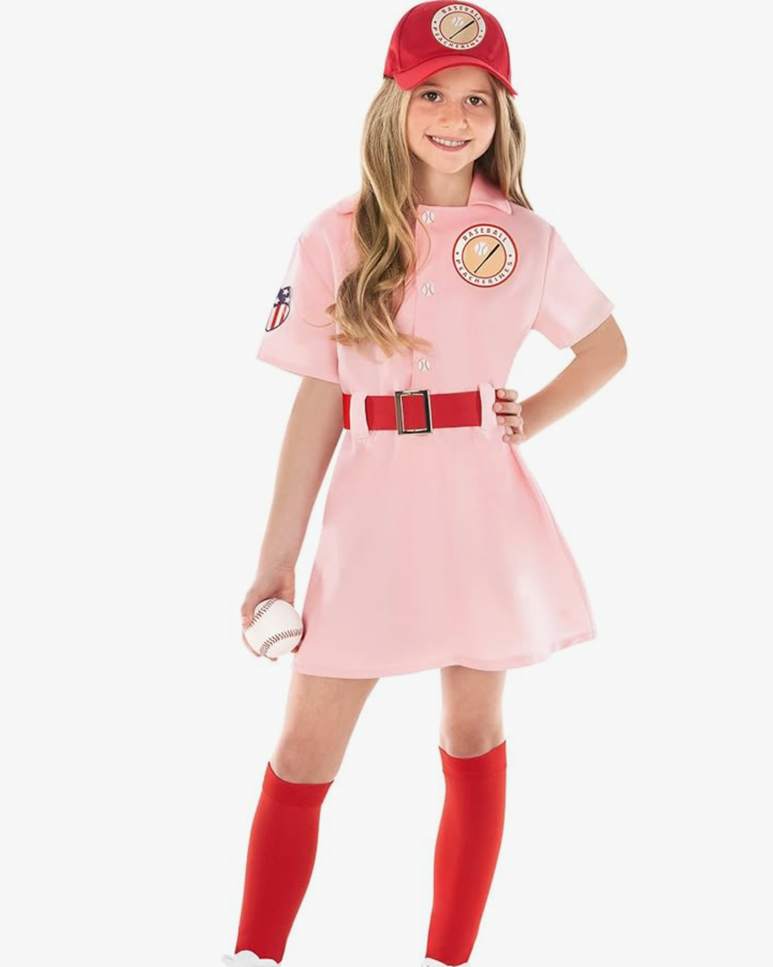 Morph Kids Baseball Costume Girls Peach Pink Baseball League Costume Outfit Halloween Costume For Girls, Small