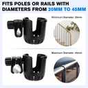 2PCS Marine Boat Cup Holder, Clamp-On Universal Boat Accessories for Drinks, No-Drill Install on Bimini Top Rail or Pole, Grab Bars (Fits Fishing Boat, Pontoon, PWC, Jet Ski, Sea-Doo)