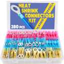 haisstronica 280PCS Marine Grade Heat Shrink Wire Connectors-Electrical Connectors Kit of Tinned Red Copper,Crimp Insulated Ring Fork Spade Butt Splice(3Colors/21Size) 16-14 22-16 12-10 Gauge