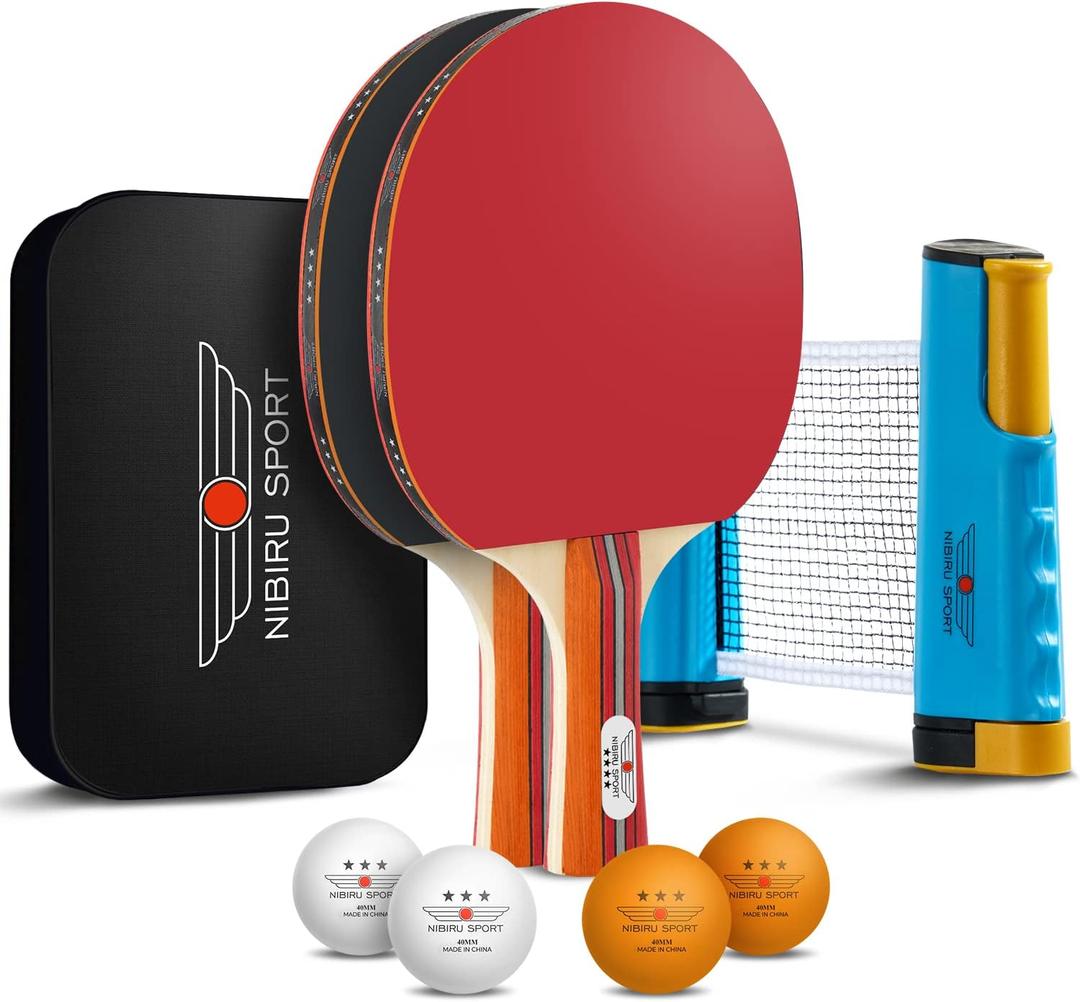 NIBIRU SPORT Professional Ping Pong Paddles Set of 2 - Table Tennis Paddles Set of 2 with 4 Balls and Carry Bag/ Storage Case - Table Tennis Equipment & Ping Pong Accessories