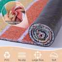 Unicorn Catcher Cat Litter Mat Quality Litter Box Mat Large Non-Slip Cat Litter Mat Litter Trapping Mat Soft Kitty Litter Mat Compatible Two Litter Boxes Cat Products Easy to Clean, Orange, Large