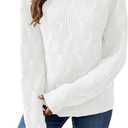 Womens Dressy Mockneck Cable Knit Long Sleeve Sweater Fall 2025 Oversized Chunky Ribbed Cuffs Knit Pullover (X-Large, White)