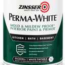 Zinsser 02774 PERMA-WHITE Mold & Mildew Proof Interior Paint, Quart, Eggshell White, 31.5 Fl Oz