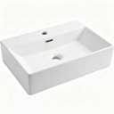 20 x 14 Inch Wall Mounted Bathroom Sink, NOHALIPY Modern White Rectangular Porcelain Floating Vessel Sink with Overflow, Corner Mount Ceramic Bathroom Sink for RV, Restroom and Toilet, Easy to Install
