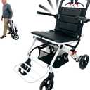 Foldable Transport Wheelchair for Adults & Seniors | Lightweight Portable, 360 Swivel Wheels & Brakes, Carbon Steel, Compact Mobility Aid, For Seniors, Home & Travel