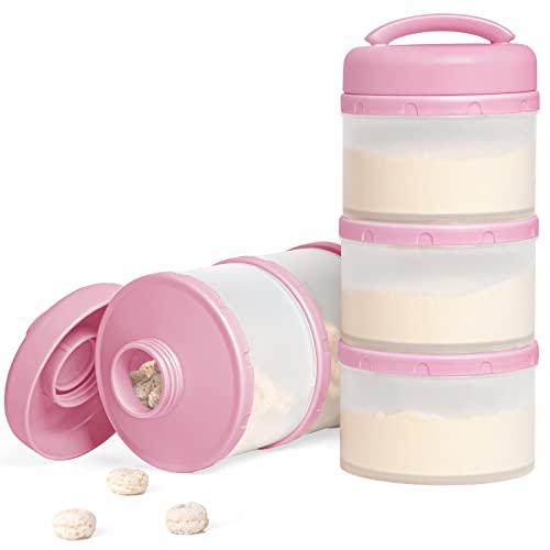 Termichy Stackable Formula Dispenser Portable Milk Powder Container, 1 Pack, Baby Pink
