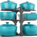 MUDEELA 6-Tier Pots and Pans Organizer under Cabinet, 13.78" Height Heavy Duty Pot and Pan Organizer Kitchen Cabinet Organization and Storage, Adjustable Pot Rack for Frying Pan, Cast Iron Skillet