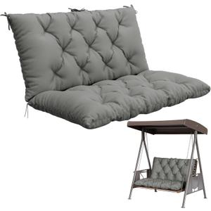 Porch Swing Cushion with Backrest,Waterproof Bench Cushion for Outdoor Furniture,2-3 Seater Replacement Thickened 5 in swing cushion,with Ties,Patio,Outdoor,Backyard and Garden (Light Grey,40x40 in)