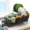 Runnatal Large Dish Drying Rack with Drainboard Set, Stainless Steel Detachable 2-in-1 Large-Capacity 2-Tier Over The Sink Anti-Rust Dish Rack and Dish Drainer for Kitchen Counter