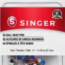 SINGER 00247 Ball Head Straight Pins, Size 17, 65-Count