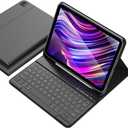 aMZCaSE for iPad Air 11 inch Case with Keyboard(M3/M2, 2025/2024), iPad Pro 11 inch Air 5th 4th Generation Case with Keyboard,Detachable Folio Cover for Pro 11 (4th/3rd/2nd/1st),Pencil Holder, Black