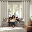 JIUZHEN Ivory Blackout Curtains with Tiebacks - Thermal Insulated, Light Blocking and Noise Reducing Grommet Curtains for Bedroom and Living Room, Set of 2 Window Curtain Panels, 42 x 63 Inch Length