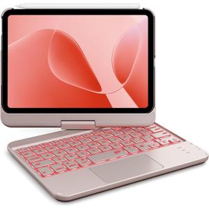 GreenLaw Keyboard Case for iPad mini 7(2024) & Mini 6 (2021) 8.3", Smart Touchpad, 7 Color Backlit, Type-C Rechargeable, 360 Rotate Keyboard Case for iPad mini 7th/6th Generation, Rosegold