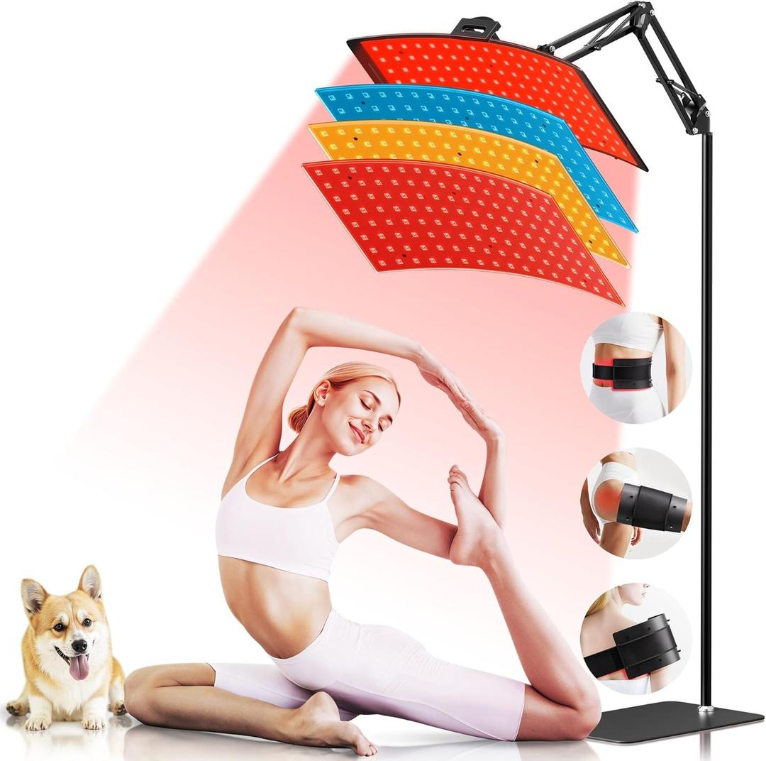Red Light Therapy for Body, 512 4-in-1 LEDs, 450NM 590NM 660NM 850NM Infrared Light Therapy, 4 Modes Red Light Panel for Face, Red Light Lamp at Home for Muscle, Detachable, Time Setting